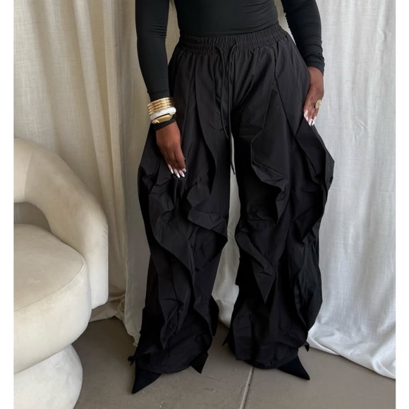 TAUPE Ruffled Pants - Picture 4 of 16